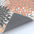 Floral Pattern, Coral, Gray, White Rug Gallery Image 4