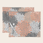 Floral Pattern, Coral, Gray, White Placemat Gallery Image 1