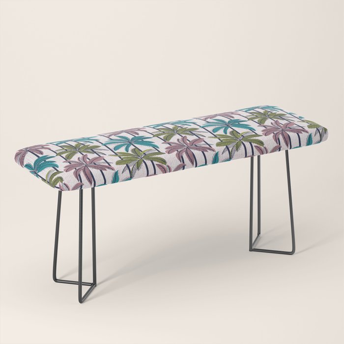 Retro Palm Springs vibes // white background highball green peacock blue and dry rose palm trees oxford navy blue lines Bench Gallery Image 1