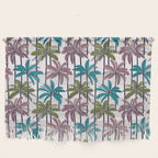 Retro Palm Springs vibes // white background highball green peacock blue and dry rose palm trees oxford navy blue lines Wall Hanging Gallery Image 1