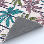 Retro Palm Springs vibes // white background highball green peacock blue and dry rose palm trees oxford navy blue lines Rug Gallery Image 4