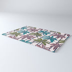 Retro Palm Springs vibes // white background highball green peacock blue and dry rose palm trees oxford navy blue lines Rug Gallery Image 3