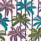 Retro Palm Springs vibes // white background highball green peacock blue and dry rose palm trees oxford navy blue lines Coffee Mug Gallery Image 2