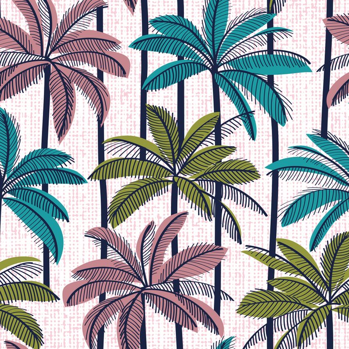 Retro Palm Springs vibes // white background highball green peacock blue and dry rose palm trees oxford navy blue lines Coffee Mug Gallery Image 2