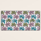 Retro Palm Springs vibes // white background highball green peacock blue and dry rose palm trees oxford navy blue lines Desk Mat Gallery Image 3