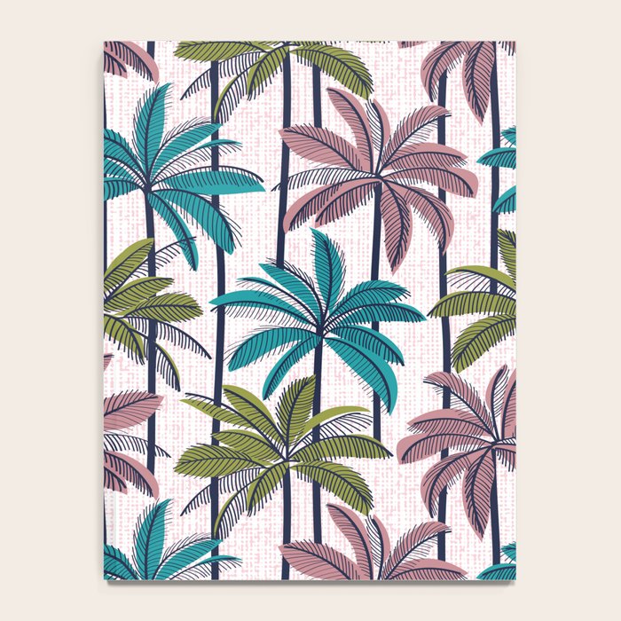 Retro Palm Springs vibes // white background highball green peacock blue and dry rose palm trees oxford navy blue lines Notebook Gallery Image 4