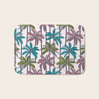 Retro Palm Springs vibes // white background highball green peacock blue and dry rose palm trees oxford navy blue lines Bath Mat Gallery Image 1