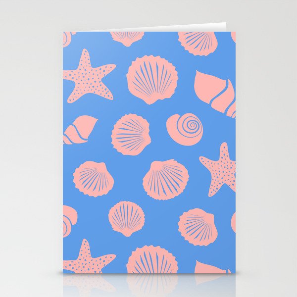 Retro Coastal Shells on Blue Stationery Card Gallery Image 2