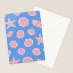 Retro Coastal Shells on Blue Stationery Card Gallery Image 2
