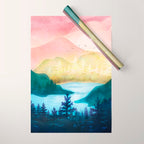 Lake beneath the towering hills Wrapping Paper Gallery Image 1