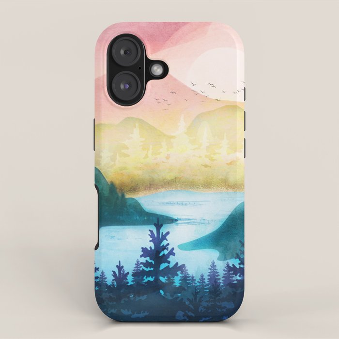 Lake beneath the towering hills iPhone Case Gallery Image 1