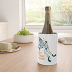 Not Today Chaos! Funny Man Punching Shark Tattoo Style Art Wine Chiller Gallery Image 4