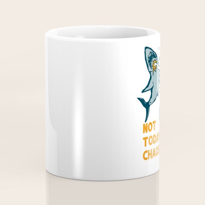 Not Today Chaos! Funny Man Punching Shark Tattoo Style Art Coffee Mug Gallery Image 4