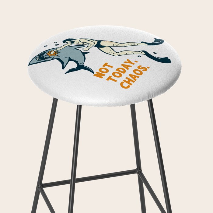 Not Today Chaos! Funny Man Punching Shark Tattoo Style Art Stool Gallery Image 2
