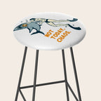 Not Today Chaos! Funny Man Punching Shark Tattoo Style Art Stool Gallery Image 2