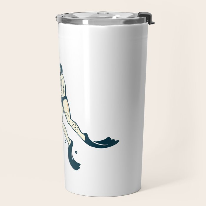 Not Today Chaos! Funny Man Punching Shark Tattoo Style Art Travel Mug Gallery Image 2