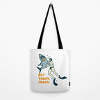Not Today Chaos! Funny Man Punching Shark Tattoo Style Art Tote Bag Gallery Image 2