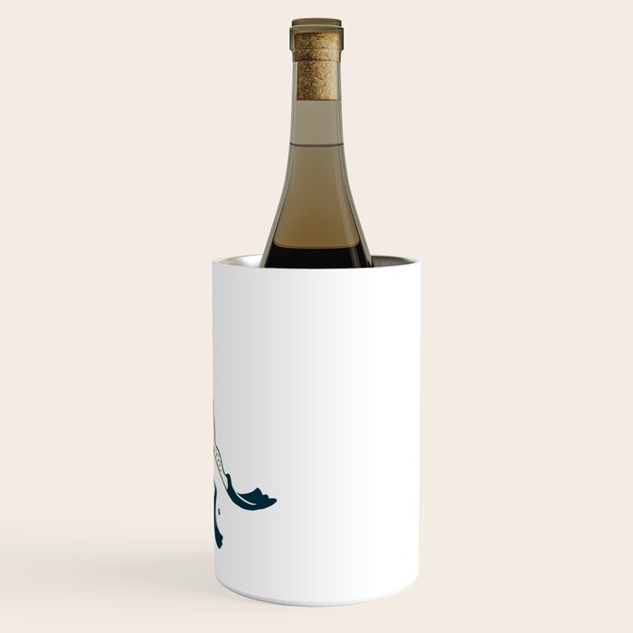 Not Today Chaos! Funny Man Punching Shark Tattoo Style Art Wine Chiller Gallery Image 3