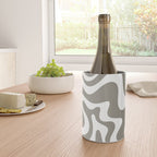 Liquid Swirl Abstract Pattern in Gray and White Wine Chiller Gallery Image 4