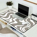 Liquid Swirl Abstract Pattern in Gray and White Desk Mat Gallery Image 2