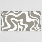 Liquid Swirl Abstract Pattern in Gray and White Desk Mat Gallery Image 3
