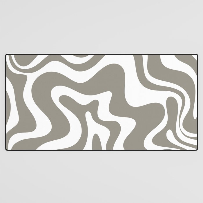 Liquid Swirl Abstract Pattern in Gray and White Desk Mat Gallery Image 3