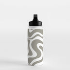 Liquid Swirl Abstract Pattern in Gray and White Water Bottle Gallery Image 3