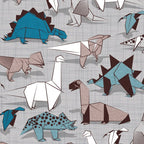 Origami dino friends // grey linen texture blue dinosaurs Coffee Mug Gallery Image 2