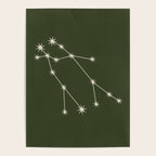 Gemini Zodiac Star Constellation Line Art Moss Green Poster Gallery Image 4