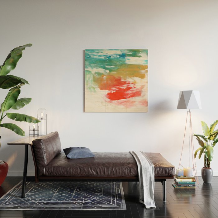 Ejaaz Haniff Colorful Abstract Acrylic Painting 'Storm In Paradise' Wood Wall Art Gallery Image 2