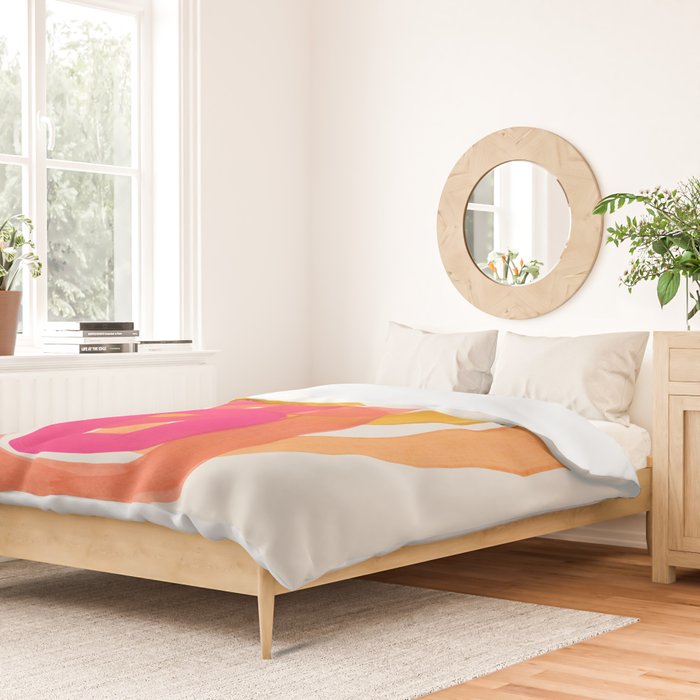 Funky Retro 70's Style Pattern Orange Pink Greindent Striped Circles Mid Century Colorful Pop Art Duvet Cover Gallery Image 2
