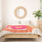 Funky Retro 70's Style Pattern Orange Pink Greindent Striped Circles Mid Century Colorful Pop Art Duvet Cover Gallery Image 3