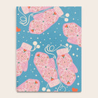 Pink Snowflake Mittens and Hearts on Blue Winter Pattern Notebook Gallery Image 4