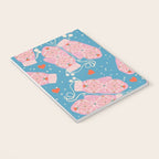 Pink Snowflake Mittens and Hearts on Blue Winter Pattern Notebook Gallery Image 3