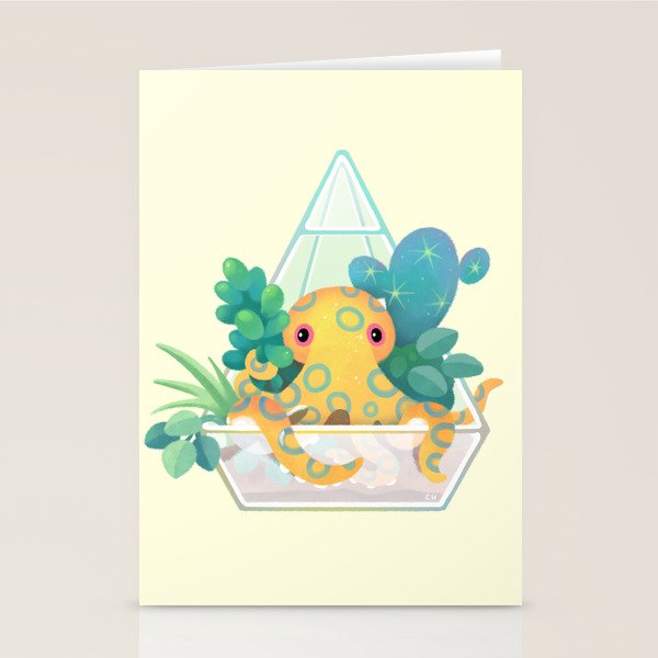 Ocean terrarium - Blue ringed octopus Stationery Card Gallery Image 2