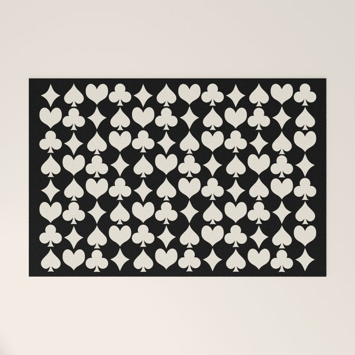 Card Suit Motifs I Black and White Welcome Mat Gallery Image 1