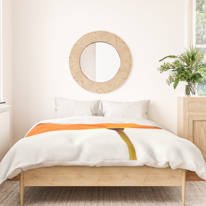 One And Only - Orange Poppy White Background #decor #society6 #buyart Duvet Cover Gallery Image 3