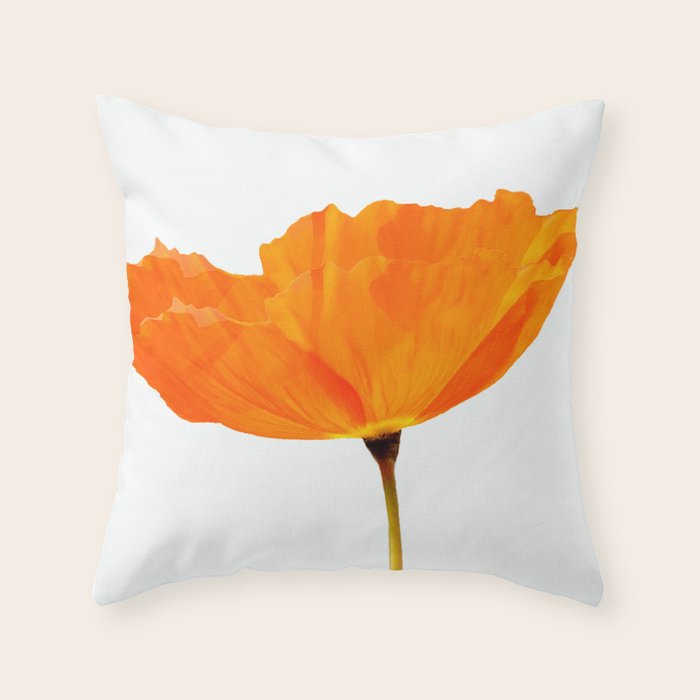 One And Only - Orange Poppy White Background #decor #society6 #buyart Throw Pillow Gallery Image 1