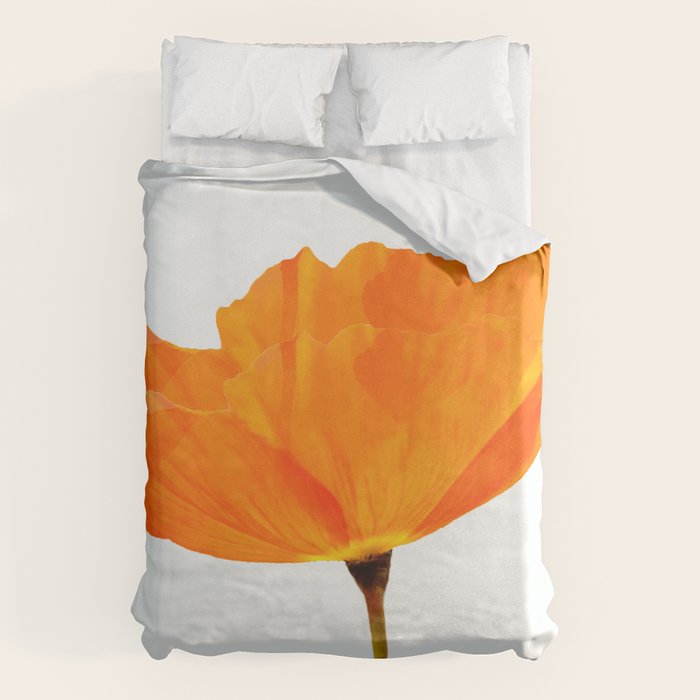 One And Only - Orange Poppy White Background #decor #society6 #buyart Duvet Cover Gallery Image 1