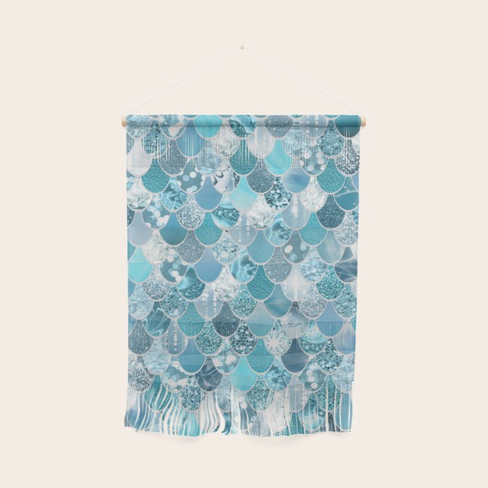 Cute Mermaid Scales, Teal and Aqua Wall Hanging Gallery Image 1