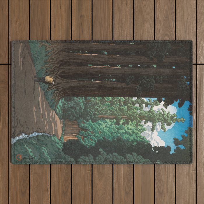 Hasui Kawase, Road To Nikko - Vintage Japanese Woodblock Print Art Outdoor Rug Gallery Image 1