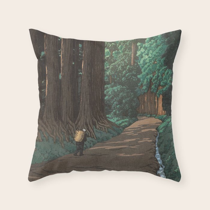 Hasui Kawase, Road To Nikko - Vintage Japanese Woodblock Print Art Throw Pillow Gallery Image 6
