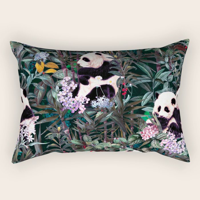Rainforest Pandas Rectangular Pillow Gallery Image 1