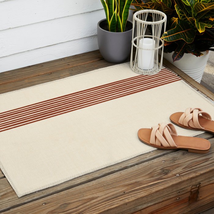 Band in Rust Outdoor Rug Gallery Image 2