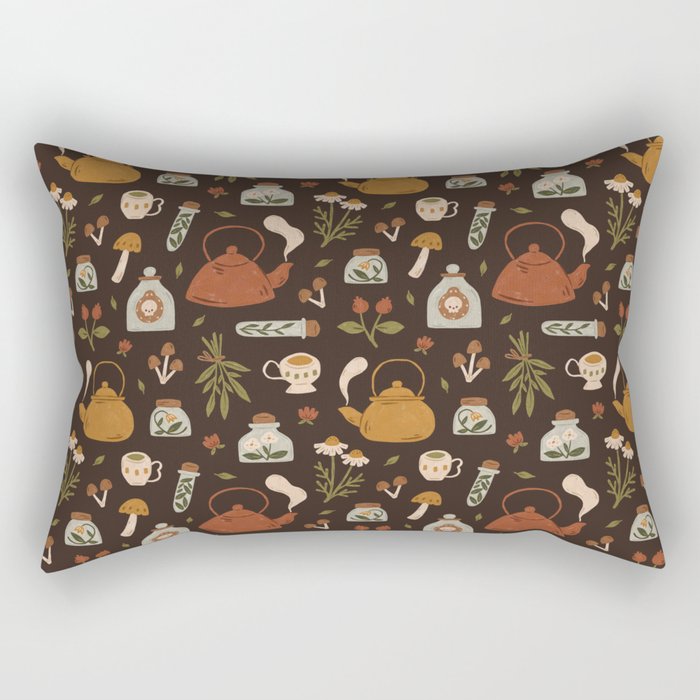 Witchy Brew - Botanical Tea Time Rectangular Pillow Gallery Image 1