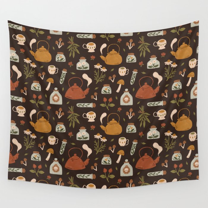 Witchy Brew - Botanical Tea Time Wall Tapestry Gallery Image 4
