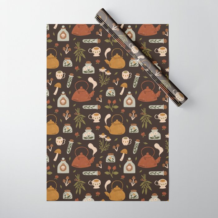 Witchy Brew - Botanical Tea Time Wrapping Paper Gallery Image 1