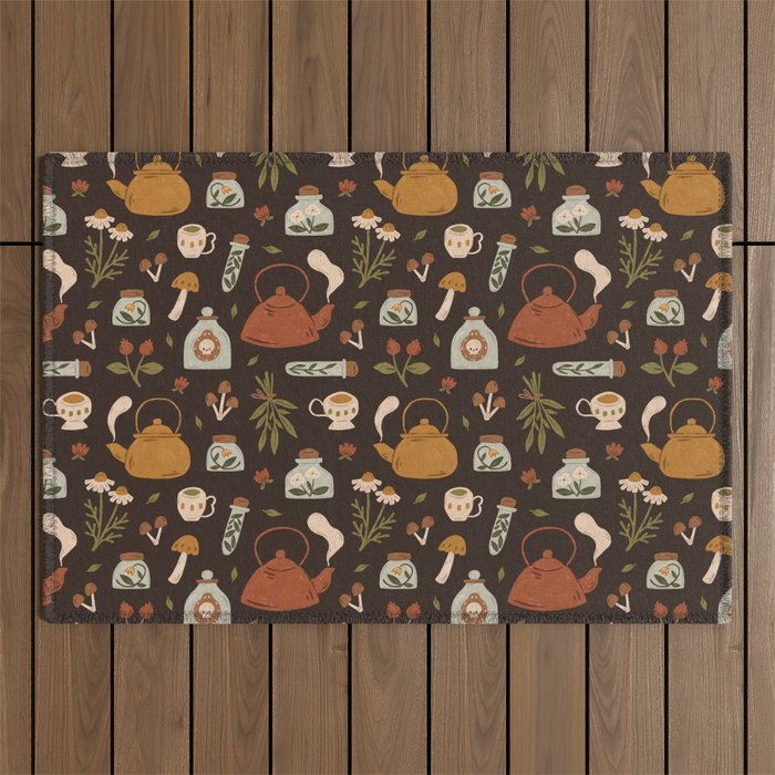 Witchy Brew - Botanical Tea Time Outdoor Rug Gallery Image 1