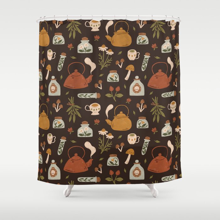 Witchy Brew - Botanical Tea Time Shower Curtain Gallery Image 1