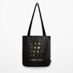 The Lunar Cycle â¢ Phases of the Moon - Black & Gold Palette Tote Bag Gallery Image 2